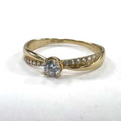 14K Gold Solitaire Ring with Sparkling Zircon Stone, Elegant and Timeless