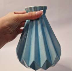 Ceramic Vase – Sky Blue Geometric Design