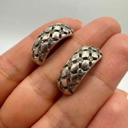 Vintage 925 Sterling Silver Ukrainian Earrings with Cubic Zirconia