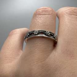 Vintage 1999 Sterling Silver 925 Women's Jewelry Floral Band Ring Size 8.