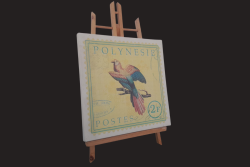 Vintage Polynesie Postes Wall Art Large Stamp Design With Exotic Colorful Bird