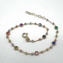 Bracelet  14K yellow, rose and white ball gold with vibrant multicolored stones