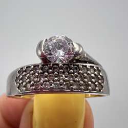 Vintage USSR Ring Sterling Silver 925 Stone Jewelry Women's Beautiful Stamp 8.5U