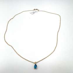14K yellow gold necklace with a beautiful blue stone pendant elegant design