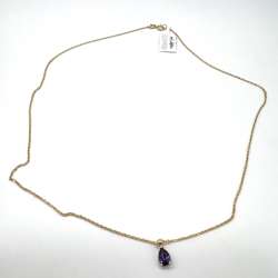 14K yellow gold necklace with a beautiful purple stone pendant elegant gift