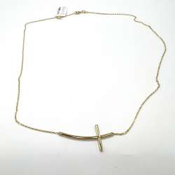 Unique tilted cross necklace in yellow gold, elegant and refined design