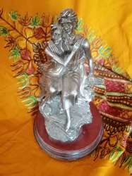 Vintage Romantic Couple Figurine Silver Tone Sculpture on Base