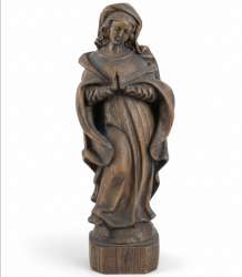 Vintage Wooden Virgin Mary Statue Hand Carved Religious Figurine