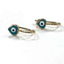 New 14K Yellow Gold Eye-Shaped Earrings, Elegant and Stylish