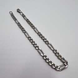 Vintage 925 Sterling Silver Figaro Chain Bracelet - 6.9g 21.5cm Marked.