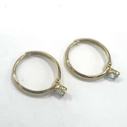 New Elegant 14K yellow gold earrings with Zircon bead delicate design