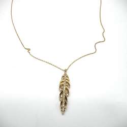 New 14K Yellow Gold Leaf Pendant Necklace with zircon – Elegant and Stylish