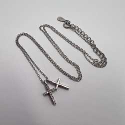Vintage Cute Pendant Icon Cross Chain Sterling Silver 925 Jewelry Gift Women's