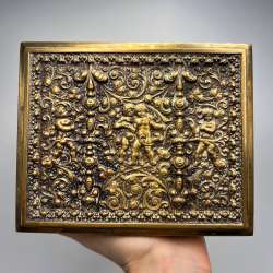 Vintage Erhard & Sohne Brass Jewelry Box Art Nouveau German Trinket Box Antique