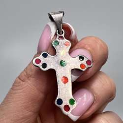Vintage USSR Cross Icon Pendant Sterling Silver 925 Christian Religious Jewelry