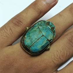 Ancient Egyptian Scarab Ring – Vintage Brass Jewelry – Pharaoh Style Collectible