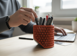 Geometric Pen Holder Desk Organizer Pencil Storage Office Art