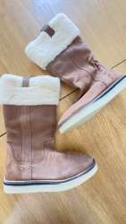 Zara girls brown suede fur boots Size EU 37 made in India
