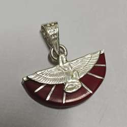 Egyptian Isis Pendant – 925 Sterling Silver with Red Stone, Handmade Charm