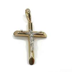 14K Two-Tone Gold Cross Pendant – Yellow and White Gold Everyday Elegance