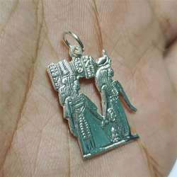 Silver-plated pharaonic jewelry piece, handmade Egyptian pendant