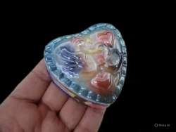 Vintage Box Shaped Heart Ceramic/Porcelain.  Jewelry Hand Gift Decor