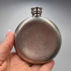 Vintage English Pewter Hip Flask Sheffield Made Collectible Barware
