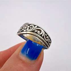 Vintage Sterling  Silver 925 Flowers Waves Ring Jewelry Beautiful Women's Size 9