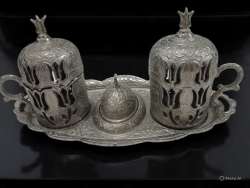 Copper Traditional Handmade  Porcelain Turkish Ottoman Coffee Serving