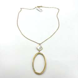 14K yellow gold necklace with circle pendant and white stone accent
