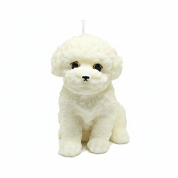 Cute White Puppy Dog Candle - Bichon Frise Poodle Lover Gift & Home Decor