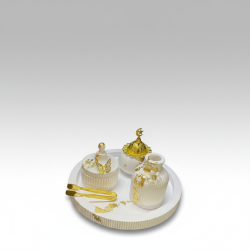 ? Elegant Handmade White Gold Decorative Set – Luxury Home Decor Tray