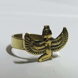Gold-plated Isis ring inspired by ancient Egyptian art and Pharaonic heritage