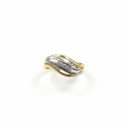 14K Two-Tone Gold Interlaced Zircon Ring Women's Size 7 Yellow White Gold
