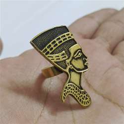 Antique Style Brass Ring with Queen Nefertiti Design Handcrafted Egyptian Jewelr