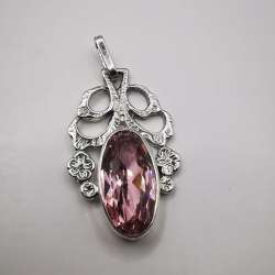 New Pendant Star made of 875 silver, handmade,Ruby Pink Artificial 3.46 g