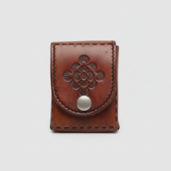 Vintage Hand Tooled Leather Pouch Case Embossed Floral Snap Closure Small EDC