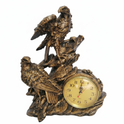 Majestic Eagle Statue Clock Figurine - Golden Bronze Wildlife Desk Home Decor Gift