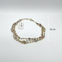 14K Tricolor Gold Layered Zircon Marquise Gemstone Necklace Adjustable