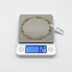 14K Solid Gold Multi-Tone Beaded Bracelet Dainty Colorful Marquise Gemstones Adjustable