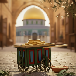 Jerusalem Ka'ak Cart- Traditional Palestinian Miniature Wooden Handmade art form