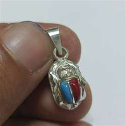 925 silver scarab pendant red blue stone handmade Egyptian jewelry Unique