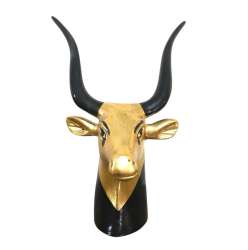 Rare Egyptian Apis Bull Statue – Gold Leaf on Heavy Stone – 25 cm Museum Style