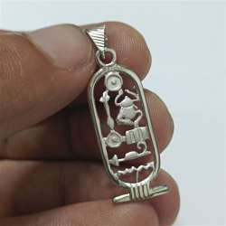 925 sterling silver Egyptian cartouche pendant, handmade ancient jewelry