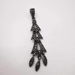 Vintage Elegant Pendant  made of 925 Drop Silver,handmade Marcasite 4.61g