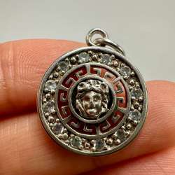 Vintage 925 Sterling Silver Medusa Pendant with cubic zirconia