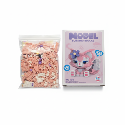 Cute Pink Cat Micro Building Blocks Animal Model Kit W2106 535 Pcs DIY Gift 14+ Ages