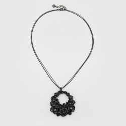 Black Rose Floral Statement Necklace Adjustable Women's Dark Metal Pendant NEW