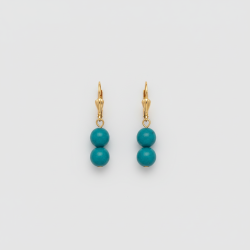 Handmade Turquoise Drop Earrings Gold Leverback Dangle Women's Gemstone Jewelry