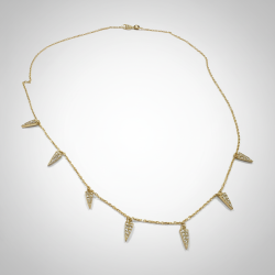 Women's 14K Gold Zircon Tapered Charm Necklace Dainty Layering Jewelry